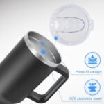 DOMICARE 40 oz Tumbler with Handle and Straw, Stainless Steel Tumbler with Lid and Straw, Reusable Vacuum Insulated Cup, Travel Coffee Mug, Black, 1Pack - Image 4