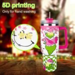 40 oz Christmas Grinchi Tumbler with Handle and Straw, Stainless Steel Tumbler with Lid Straw, Car Sports Travel Cup Gift 40oz Tumblers (Christmas 1) - Image 4