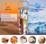 30 oz Horse Tumbler with Straw Handle, Vintage Gifts for Women Men Horse Lover, Stainless Steel Insulated Water Bottle Coffee Cups for Home Office Travel(Brown) - Image 4