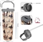 30 oz Horse Tumbler with Straw Handle, Vintage Gifts for Women Men Horse Lover, Stainless Steel Insulated Water Bottle Coffee Cups for Home Office Travel(Brown) - Image 5