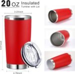 Sieral 36 Packs Stainless Steel Tumbler Bulk with Lid Vacuum Double Wall Insulated Travel Coffee Mug Powder Coated Tumbler Cup for Graduation Wedding Christmas Birthday Party(Red, 20 oz) - Image 3