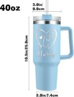 Personalized Tumbler with Handle Custom 40oz Engraved Name Cup with Lid and Straw Customized Insulated Stainless Steel Travel Coffee Glitter Mug Gifts for Women Mom Dad - Image 4