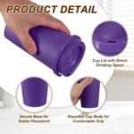 uxcell 4Pcs Reusable Coffee Cups with Lids, 16oz Travel Coffee Mugs Spill Proof Water Tumblers Drinking Cups for Hot and Cold Drinks Juice Tea, Purple - Image 4
