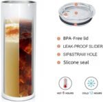 Double Wall 18/8 Stainless Steel Vacuum slim skinny tumbler with straw and lid, insulated travel mug keeping beverage cold and warm (black, 20oz) - Image 4