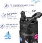 Fanhaw 18 Oz Kids Insulated Water Bottle with Straw - Stainless Steel Double Wall Vacuum Cup, Leakproof, BPA Free, Suitable for Boys and Girls(Black - Solar System) - Image 4