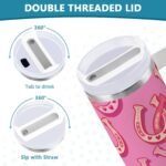 Boccsty Cowgirl Howdy Sweet Horseshoe Insulated Tumblers Reusable Stainless Steel Tumbler 40 oz Cup Coffee Travel Mug Water Bottle with Handle & Flip Straw for Home Office Car - Image 5