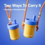 CHAKO LAB Kids Water Bottle with Carrying Rope and Straps | Vacuum Insulated Stainless Steel 16oz for School and Trvels | Two Travel Carrying Options | Duck egg yellow - Image 5