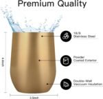 Lifecapido 8 Pack 12oz Stainless Steel Wine Tumblers, Insulated Wine Tumbler, Double Wall Insulated Wine Glass, Stainless Steel Stemless Wine Cups with Lids for Coffee, Wine, Champaign, Gold - Image 6