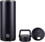BruTrekker Bottle - Insulated Stainless Steel Tumbler Mug Keeps Drinks Hot or Cold - 2 Piece Drink and Pour Lid - Reusable Coffee Water or Beer Growler (18 fl.oz, Obsidian Black) - Image 3