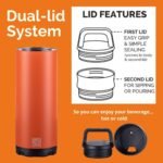 BruTrekker Bottle - Insulated Stainless Steel Tumbler Mug Keeps Drinks Hot or Cold - 2 Piece Drink and Pour Lid - Reusable Coffee Water or Beer Growler (18 fl.oz, Obsidian Black) - Image 5