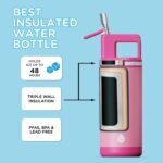 GROSCHE Alpine Flip n' Sip 16oz Insulated Kids Water Bottle - Stainless Steel, Leakproof Flask with Straw - Perfect for Gym, Travel & Outdoor Use - Keeps Water Cold upto 60 hrs - Flamingo Pink - Image 3
