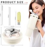 40 oz Tumbler Lid Replacement – 2-in-1 Flip Straw & Sip Cover, Leakproof Spill Proof Dustproof Reusable Lid with Brush, Food-Grade Silicone & ABS, Cup Accessories Fits Most 40oz Travel Tumblers - Image 4