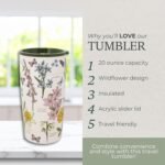 STEEL MILL AND CO. 20 oz Stainless Steel Tumbler, Insulated Wildflower Field Guide Design Travel Mug with Acrylic Slider Lid, Double Wall Coffee Cup for Hot & Cold Drinks (Wildflowers) - Image 4