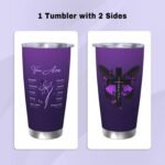Christian Gift for Women, Purple Double Wall Stainless Steel 20 oz, Inspiration Religious Tumbler Gifts for Mom, Friend, Sister, Faith Scripture Design with Butterfly - Image 3