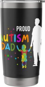 Autism Awareness Gifts for Men - Proud Autism Dad Stainless Steel Insulated Tumbler - Image 4