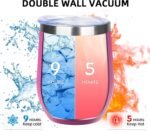12oz/4 Pack Wine Tumbler Glasses with Lid Stemless Double Wall Vacuum Stainless Steel Travel Tumbler Keeping Cold & Hot for Wine,Coffee,Cocktails,Christmas Drinks-Family and Gifts(Multi color-6) - Image 3