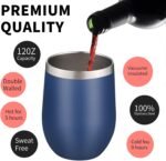 12oz/4 Pack Wine Tumbler Glasses with Lid Stemless Double Wall Vacuum Stainless Steel Travel Tumbler Keeping Cold & Hot for Wine,Coffee,Cocktails,Christmas Drinks-Family and Gifts(Multi color-6) - Image 4