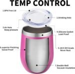 12oz/4 Pack Wine Tumbler Glasses with Lid Stemless Double Wall Vacuum Stainless Steel Travel Tumbler Keeping Cold & Hot for Wine,Coffee,Cocktails,Christmas Drinks-Family and Gifts(Multi color-6) - Image 5