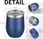 12oz/4 Pack Wine Tumbler Glasses with Lid Stemless Double Wall Vacuum Stainless Steel Travel Tumbler Keeping Cold & Hot for Wine,Coffee,Cocktails,Christmas Drinks-Family and Gifts(Multi color-6) - Image 6