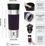Travel Coffee Mug with 360°Lid, Travel Coffee Tumbler 16 oz Leak Proof, Stainless Steel Insulated Travel Mugs for Hot and Cold Spill Proof Leak Proof (Purple) - Image 6