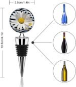 Daisy Flower Wine Bottles Stoppers Leakproof Champagne Sealer Stopper with Decorative Art Glass Reusable Vacuum Wine Bottle Stopper Keeps Wine Fresh - Image 3