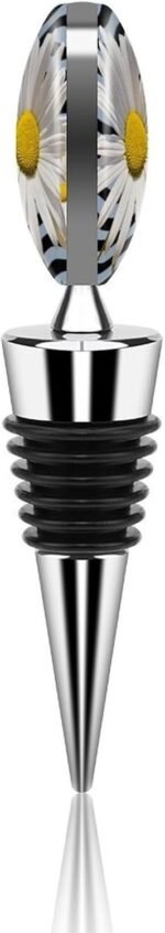 Daisy Flower Wine Bottles Stoppers Leakproof Champagne Sealer Stopper with Decorative Art Glass Reusable Vacuum Wine Bottle Stopper Keeps Wine Fresh - Image 4