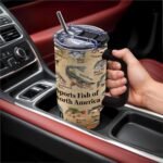 Fish Gifts for Dad, 40oz Tumbler with Handle and Straw, Fishing Gifts for Men, Birthday Gifts for Fisherman, Party Supplies, Fishing Coffee Mug, Stainless Steel Cup - Image 5
