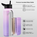 NATURE PIONEOR Insulated Water Bottles with Straw - 40oz Stainless Steel Vacuum Bottle with Holder/Carrier/Sleeve - Reusable 18/8 Food Grade 40 oz Water Jug - Image 3
