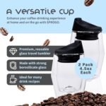 To-Go Espresso Glass Travel Mug with Lid, Reusable Double Wall Glass Tumbler, Fits Most Coffee Makers/Cupholders for Your Car, Gifts for Coffee Lovers, 2-Pack Almost Black Cortado Cups - Image 3