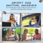 To-Go Espresso Glass Travel Mug with Lid, Reusable Double Wall Glass Tumbler, Fits Most Coffee Makers/Cupholders for Your Car, Gifts for Coffee Lovers, 2-Pack Almost Black Cortado Cups - Image 7