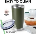 HASLE OUTFITTERS 20oz Tumblers Bulk Stainless Steel Cup with Lid Double Wall Vacuum Insulated Coffee Mug for Cold & Hot Drinks 8 Pack, Army Green - Image 4