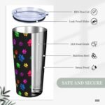 Dujiea 20oz Tumbler With Lid And Straw, Colorful Dog Cat Paw Print Vacuum Insulated Iced Coffee Mug Reusable Travel Cup Stainless Steel Water Bottle - Image 5