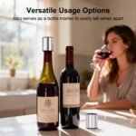 Elegant Wine Bottle Stoppers by ELMWAY, Stainless Steel Vacuum Wine Stoppers, Reusable Wine Preserver, Wine Corks Keep Fresh, Best Gifts for Wine Lovers for christmas gifts - Silver - Image 4