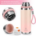 Stainless Steel thermo Bottles with cup 700ml/23.7oz Vacuum Insulated Bottle for hot and cold coffee drink water thermo flask with cup.(Gradient Pink,700ml) - Image 4