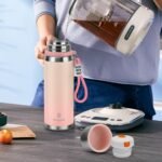 Stainless Steel thermo Bottles with cup 700ml/23.7oz Vacuum Insulated Bottle for hot and cold coffee drink water thermo flask with cup.(Gradient Pink,700ml) - Image 7