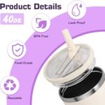 2 Pack 40 oz Tumbler Flip Straw Lid Replacement fit for HydroJug, Spill Proof Splash Resistant Tumbler Lids,Reusable Leak Proof Tumbler Cover for Cup Accessories (Red) - Image 3