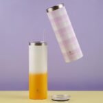 Manna Skinny Double-wall Insulated Stainless Steel Tumbler with Splash-proof 2-in-1 Lid and Reusable Tritan Straw - 30 Oz - Purple Plaid - Image 4