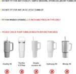 Zukro Replacement Lid for 50 oz & 40 oz cold1 Reduce Tumbler, Fit for 42 oz, 35 oz, 30 oz Yeti Rambler Tumbler, Press-in Leakproof 2-in-1 Flip Straw Lid fit for Hydrapeak 40 oz Cup, Bluewave - Image 3