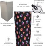 Dog Paw 20 OZ Stainless Steel Vacuum Insulated Tumblers Lids Travel Coffee Mug, Gifts For Sunflower Lovers, Sunflower Water Bottle, Mothers Day Christmas Gifts for Mom From Daughter - Image 3