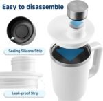 Xxerciz Leak Proof Lid for Stanley 40 oz Tumbler Quencher, Spill Proof Replacement Lid for Stanley Cup Accessories ProTour 40oz, Reusable Tumbler Lid Cover with Wide Mouth for Travel, White - Image 5
