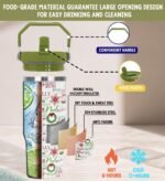 Christmas Tumbler with Handle and Straw Green Xmas Trees Joy Snowflakes Tumbler Insulated Stainless Steel Cups Xmas Coffee Travel Mug Winter Merry Christmas Gifts Decor-30 OZ - Image 6