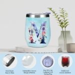Personalized Gifts Monogrammed Birthday Gifts for Women, Her, Teacher Mother in Law Wedding Christmas Initial Wine Tumbler Makeup Bag Scented Candle Bracelet Set, (Aesthetic Blue Flower M) - Image 4