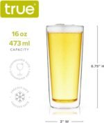 True Double Walled Beer Glasses, Pint Glasses for Beers, Water, Iced Coffee, Cocktails, Game Night, Beer Gifts for Men, BBQ Outdoor Party, Home Bar Accessories, Kitchen Glassware, 16 oz, Set of 2 - Image 4
