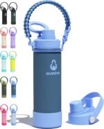 18 oz Insulated Water Bottle with 2 Lids (2-in-1 Straw & Spout Lid, Magnetic Lid), Slim Water Bottle with Strap, Stainless Steel Water Bottle for School, PA-Free, Dark Blue - Image 2