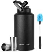 2 Gallon Water Jug with Wide Mouth, 256oz Insulated Water Bottle Keep Cold24h&Hot12h, Comes with Ergonomic Handle, Two Double Walled 16oz 18/8 Stainless Steel Cups Thermo Canteen Mug - Image 2