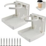 2 PCS Adjustable Folding Drink Holders, ABS Foldable Auto Cup Holder with Screws, Vehicle Water Bottle Holder for Truck, RV, Van, Boat, Camper, Caravan, Car Accessories (White) - Image 2