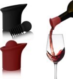 2 Pack 2 in 1 Silicone Wine Bottle Stoppers & Pourers, Upgraded Reusable Wine Preserver, Champagne Stoppers with Vacuum, Ideal Gift Accessory for Wine Lovers (Black&Red) - Image 2