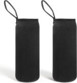 2 Pcs Water Bottle Carrier Bag 25oz/750ml Portable Thickened Insulated Cup Sleeve Neoprene Water Bottle Sleeve Glass Cup Protective Cover for Men Women Sport Portable Glass Drink Cups Black - Image 2