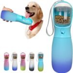 2-in-1 Dog Water Bottle Portable, Food Grade Travel Dog Bowls with Food Container, 19Oz Dog Water Bowl Dispenser, Hiking Essentials, Puppy Stuff Dogs Accessories Girl Boy (Blue) - Image 2