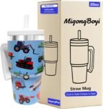 20-OZ Insulated Water Bottle,Insulated Stainless Steel Tumbler,Reusable Cold Drink Thermos,BPA-Free, Double-Wall Stainless Steel Water Bottle (Blue-Farm Vehicle, 20, Fluid Ounces) - Image 2